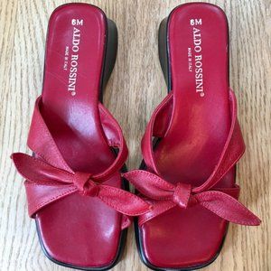 Aldo Rossini Sandals Red With a adjustable front tie sz 7 Italy